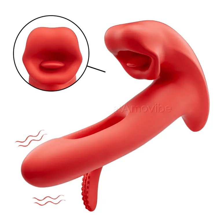 Flappende klitorisvibrator med kyssende munn og vibrasjon