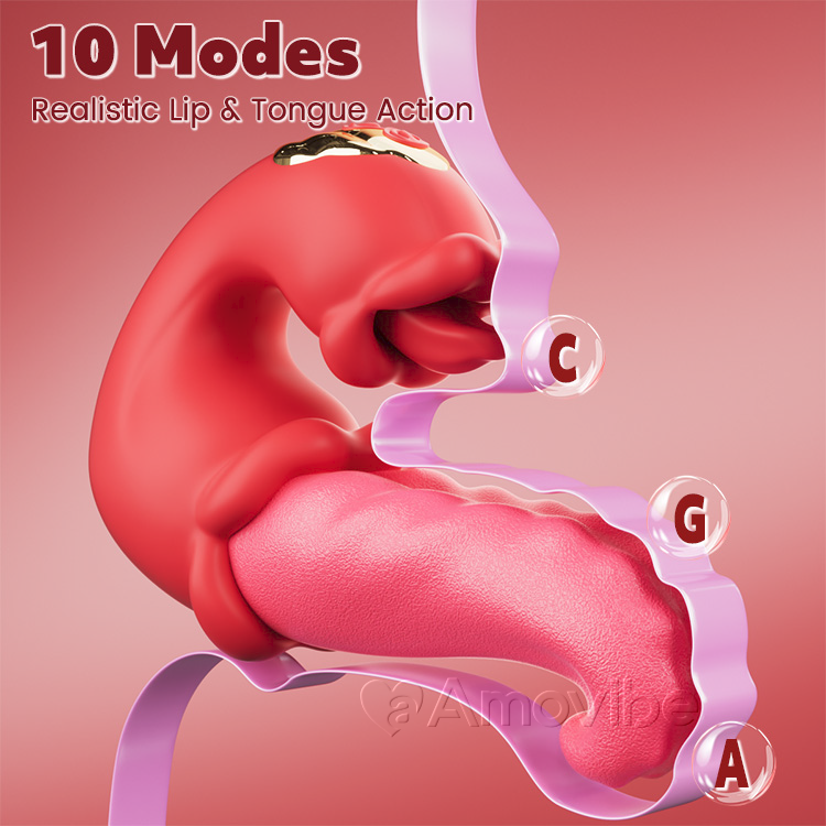 Dobbel Rose Thrusting G-punkt Vibrator med Tunge Licking & Vibrasjon