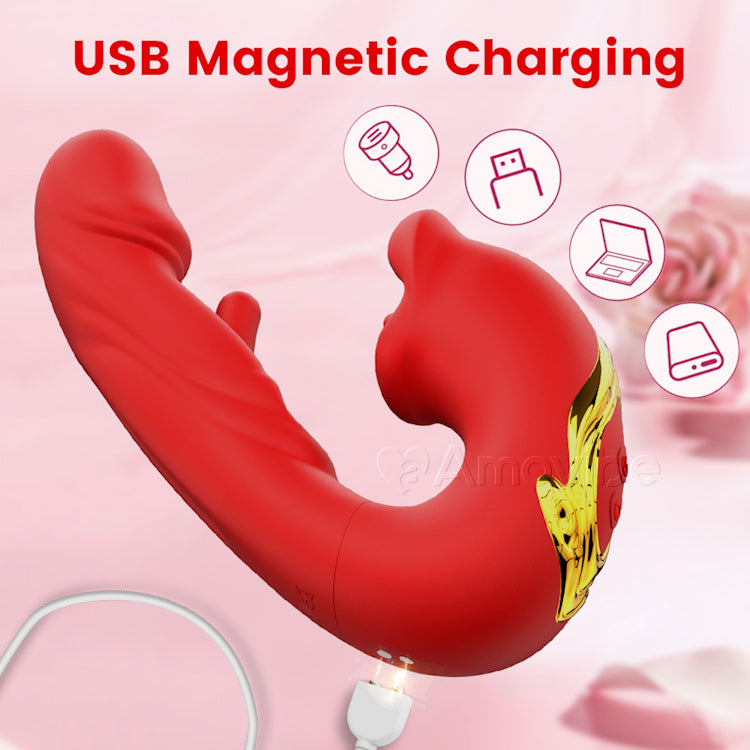 Flappende klitorisvibrator med kyssende munn og vibrasjon