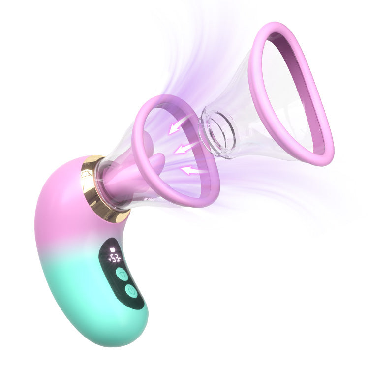 5-i-1 Vibrator med Suging, Slikking og LCD-kontroll