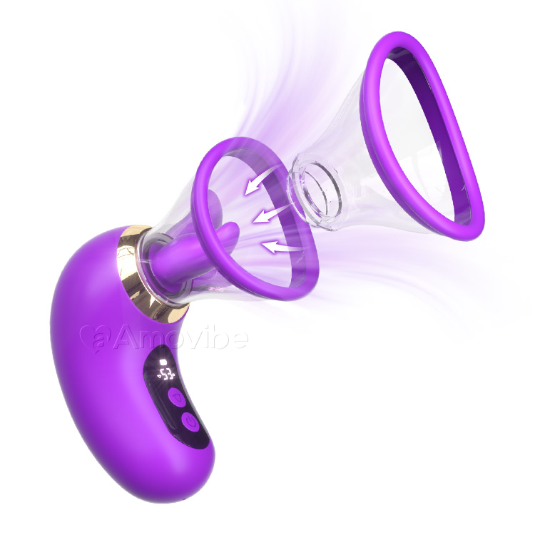 5-i-1 Vibrator med Suging, Slikking og LCD-kontroll