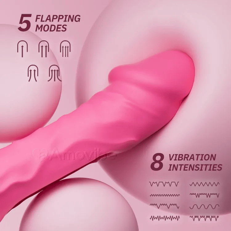 Støtende Dildo Vibrator med Flappende & Vibrerende Mønstre (Sugekopp Inkludert)