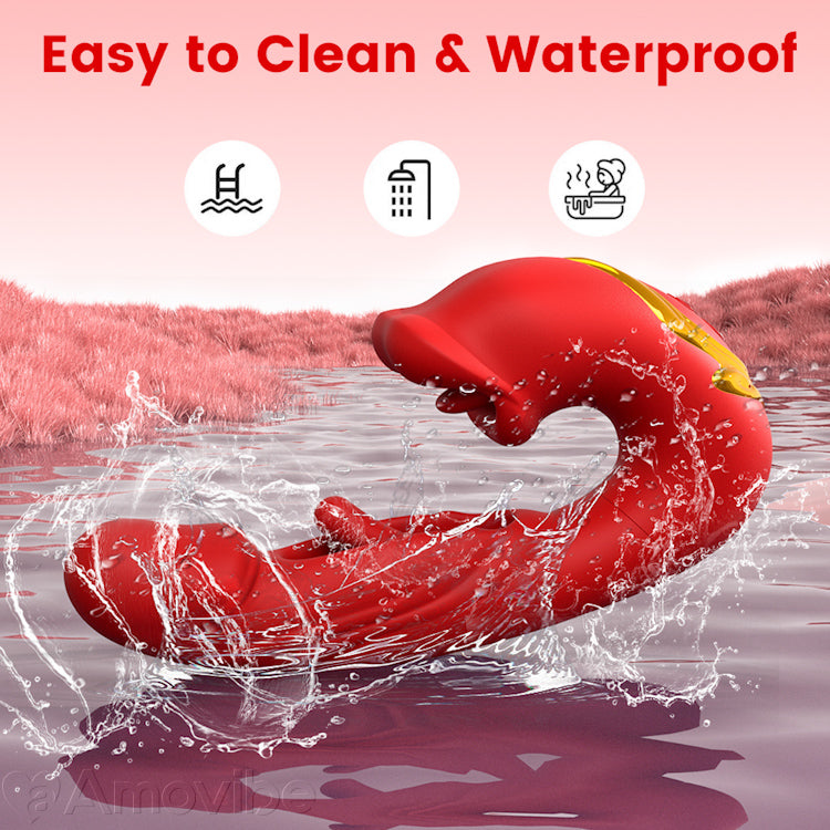 Flappende klitorisvibrator med kyssende munn og vibrasjon