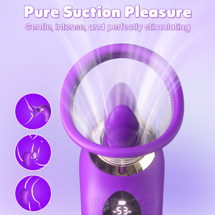 5-i-1 Vibrator med Suging, Slikking og LCD-kontroll