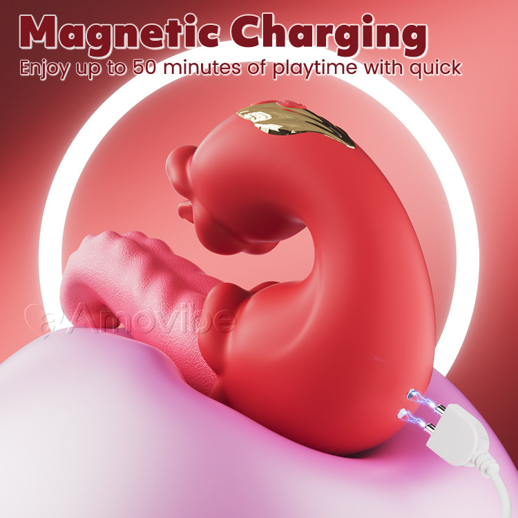 Dobbel Rose Thrusting G-punkt Vibrator med Tunge Licking & Vibrasjon