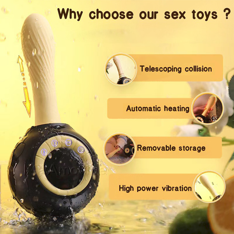 Støtende og vibrerende sexmaskin med varmefunksjon og fjernkontroll