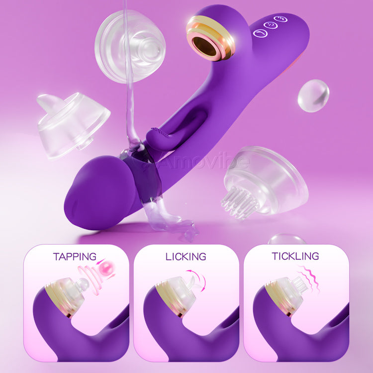 Innovativ G-punktvibrator med viftende bevegelser og utskiftbare silikonermer for tapping, kiling og slikking