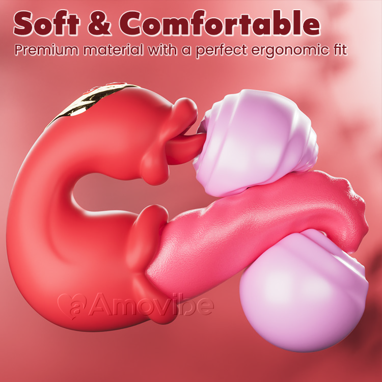 Dobbel Rose Thrusting G-punkt Vibrator med Tunge Licking & Vibrasjon