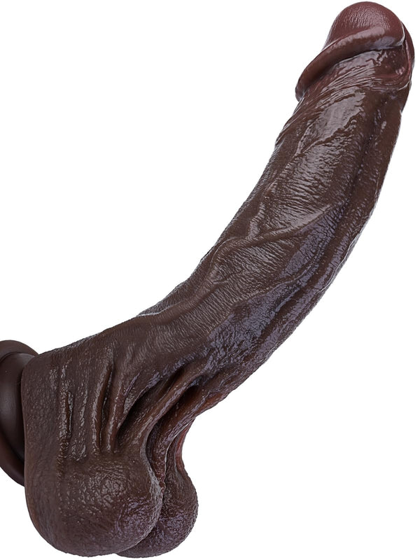 Svart realistisk dildo - 11" silikon | Sugkopp vagina- og analleketøy